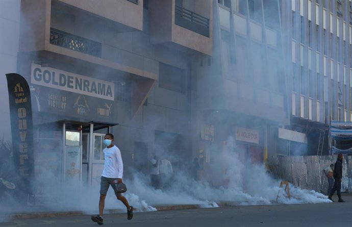Foto de la protesta en la capital de Madagascar, Antananarivo.