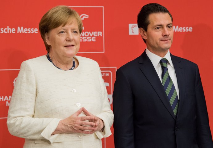 Angela Merkel y Enrique Peña Nieto en Hanóver