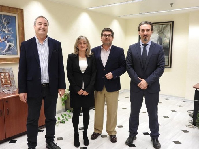 Torres, Ruiz, Mañas y Luque en la sede de Cajasur