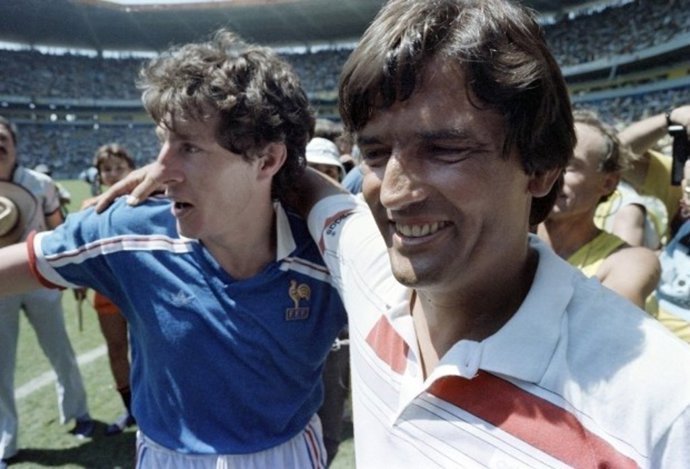 Luis Fernandez y Henri Michel con la selección francesa