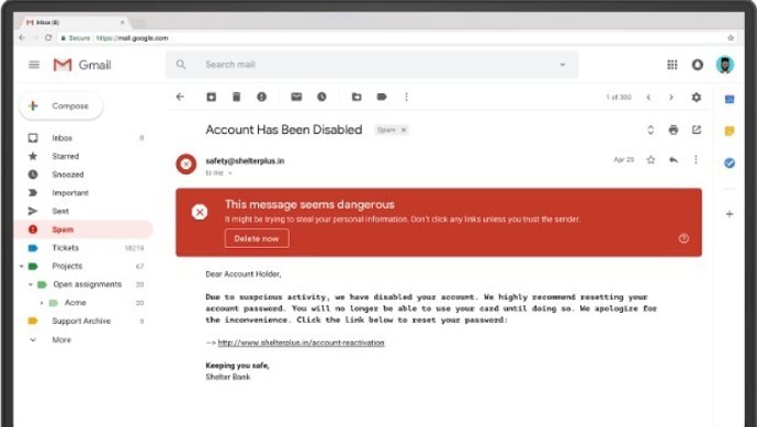 Nuevo aviso de seguridad en Gmail 