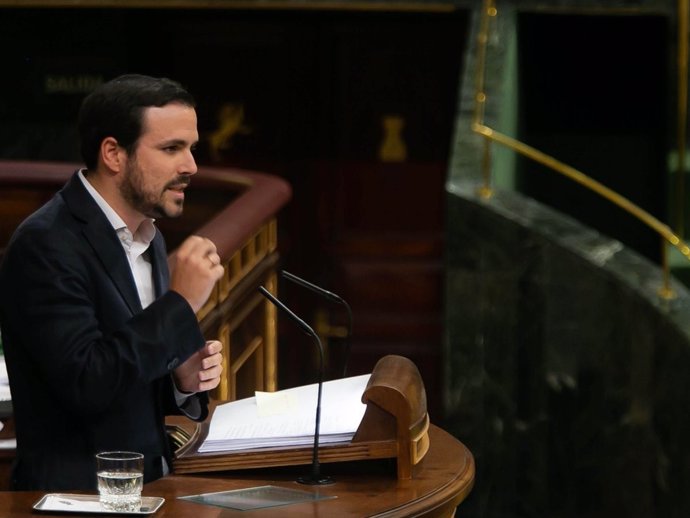 El portavoz de Hacienda de Unidos Podemos, Alberto Garzón, en el Congreso