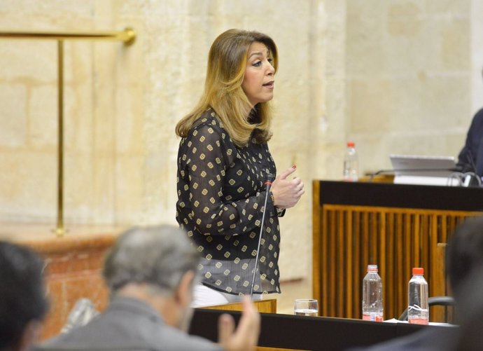 Susana Díaz, este jueves en el Pleno del Parlamento