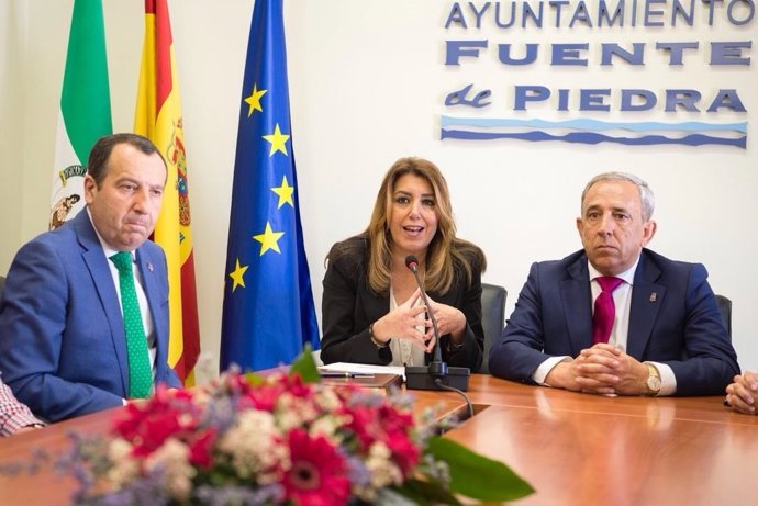 Susana Díaz con delegado de la Junta Ruiz Espejo y alcalde Fuente de Piedra 