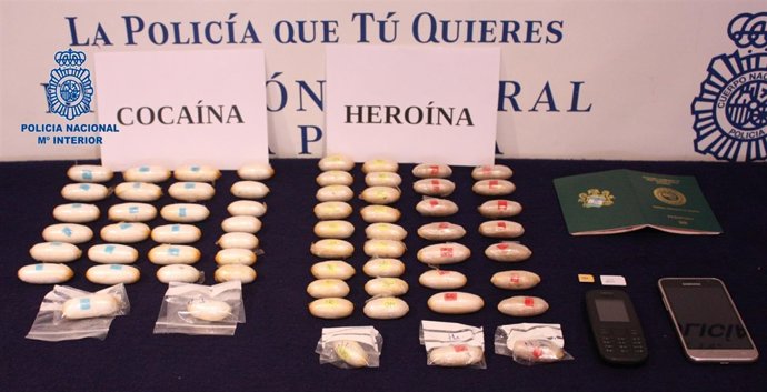 Dátiles de cocaína y heroína