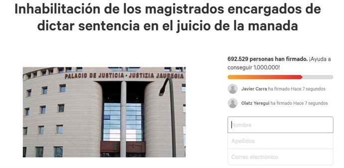 Petició en Change.org després de la sentència de 'La Manada'