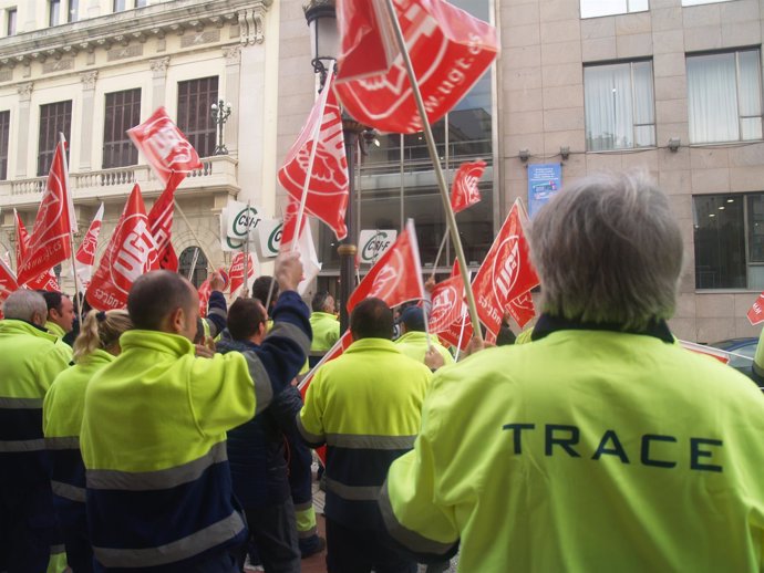 Protesta de trabajadores de Trace en Ceuta  