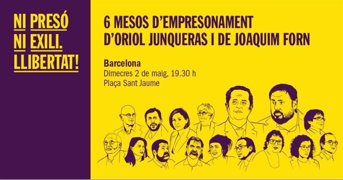 Convoquen una concentració pels sis mesos de presó d'O.Junqueras i J.Forn.