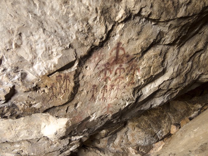 Muestra de arte rupestre en el Parque Nacional de Monfragüe