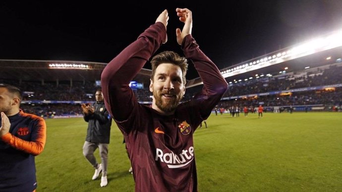 Messi celebra el título de Liga