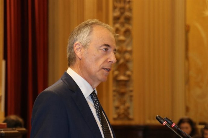 El diputado Vicent Serra (PP), durante el debate de la moción en el pleno