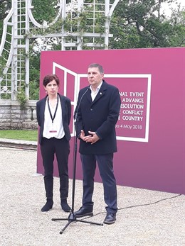 Otegi interviene en Kanbo, tras la Conferencia Internacional