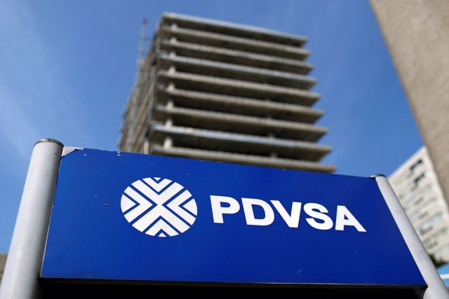 FILE PHOTO: The logo of the Venezuelan state oil company PDVSA is seen in a gas 