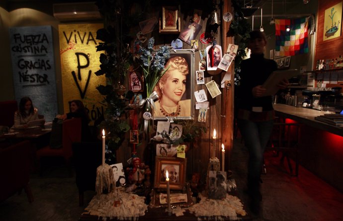 A shrine for Eva Peron, wife of former Argentine President Juan Peron, is seen a