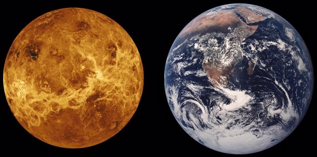Comparación de Venus y la Tierra