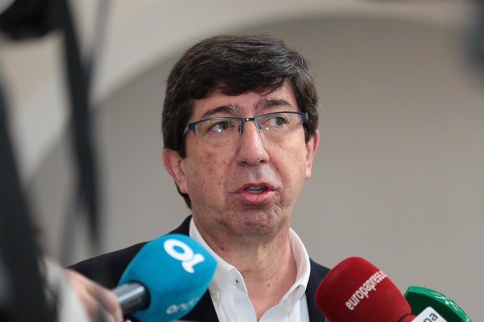 El líder andaluz de Cs, Juan Marín, en declaraciones a los periodistas