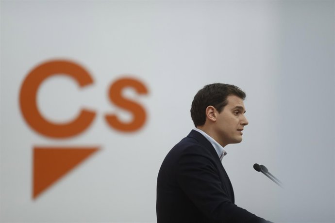Rueda de prensa del líder de Ciudadanos, Albert Rivera, en la sede del partido