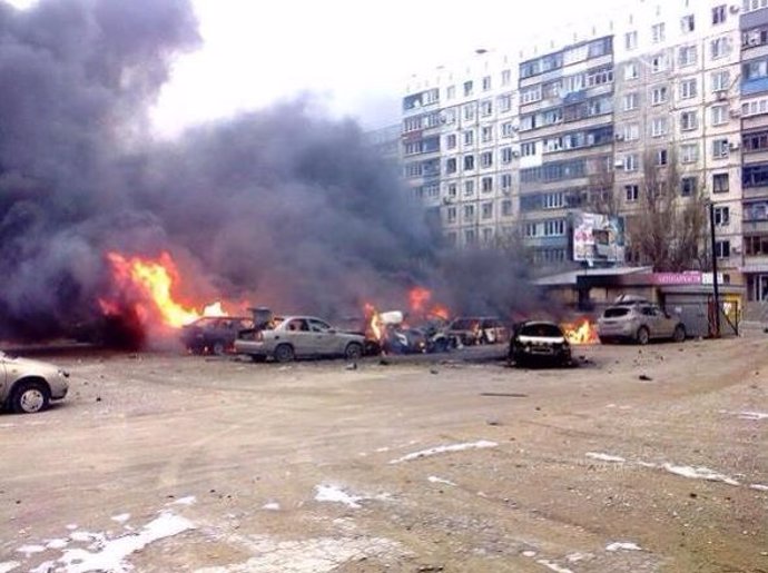 Bombardeo sobre Mariupol, Ucrania, el 24 de enero de 2015