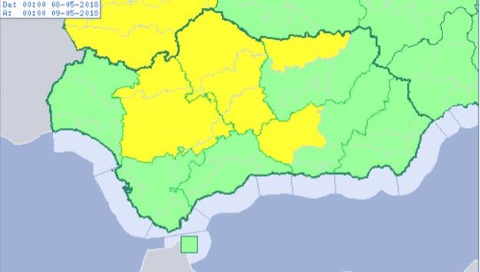 Avisos por tormentas activos en Andalucía este martes 8 de mayo