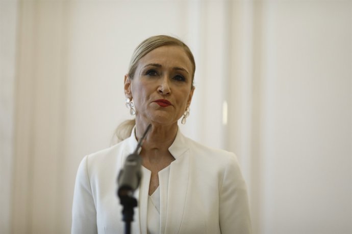 Roda de premsa de Cristina Cifuentes en la qual ha anunciat la seva dimissió