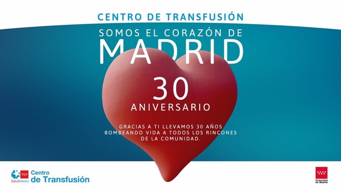 Cartel promocional del 30 aniversario del Centro de Transfusión