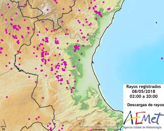 Concentración de las lluvias en la provincia de Valencia