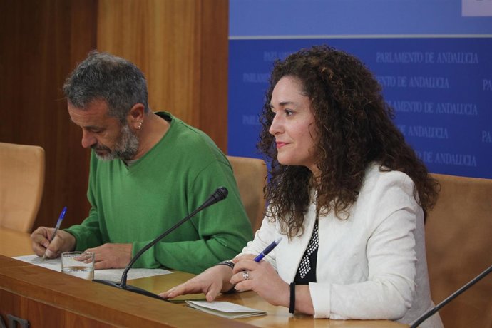 José Antonio Castro e Inmaculada Nieto, diputados de IULV-CA, en rueda de prensa