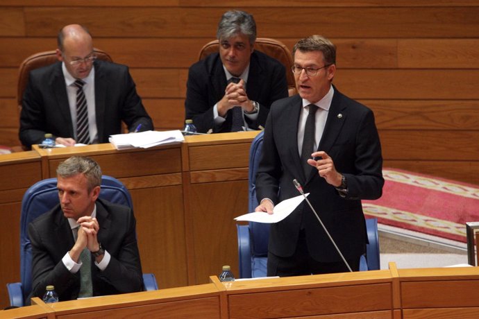 El presidente de la Xunta, Alberto Núñez Feijóo, en el pleno