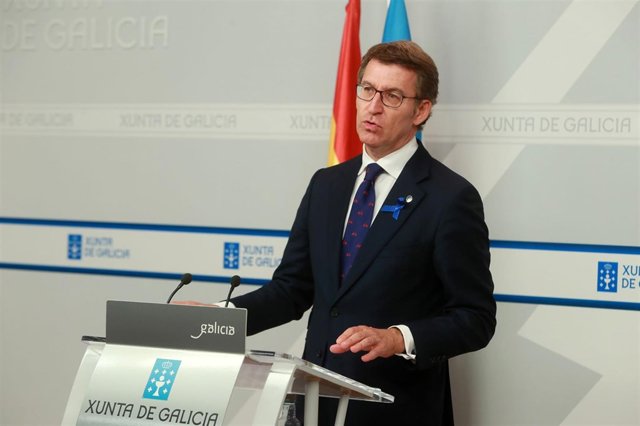 Feijóo en la rueda de prensa posterior al Consello