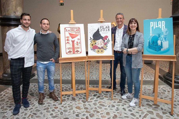 El cartel ganador que anunciará el Pilar, junto a los dos accésit del concurso