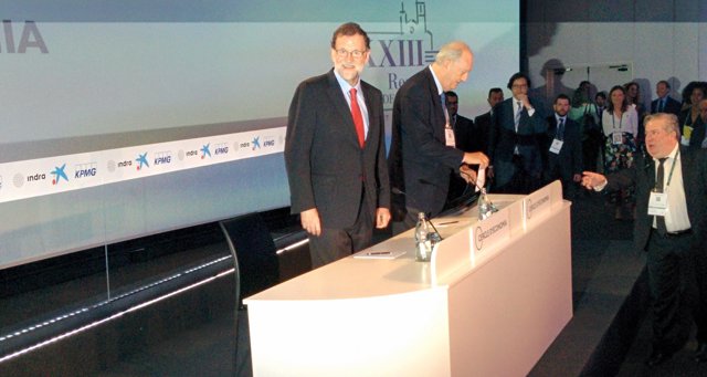 Mariano Rajoy i Juan José Brugera en la XXXIII Jornada del Cercle d'Economia