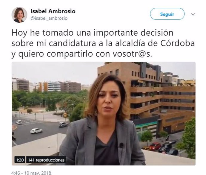Mensaje y vídeo difundido por Ambrosio en sus redes sociales
