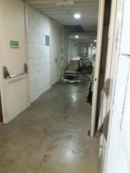 Rotura de agua en un sótano del Hospital Gregorio Marañón