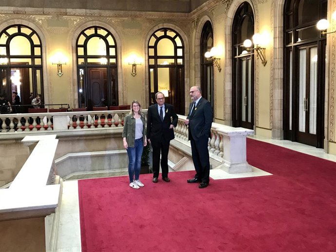 Elsa Artadi, Quim Torra y Eduard Pujol, JxCat