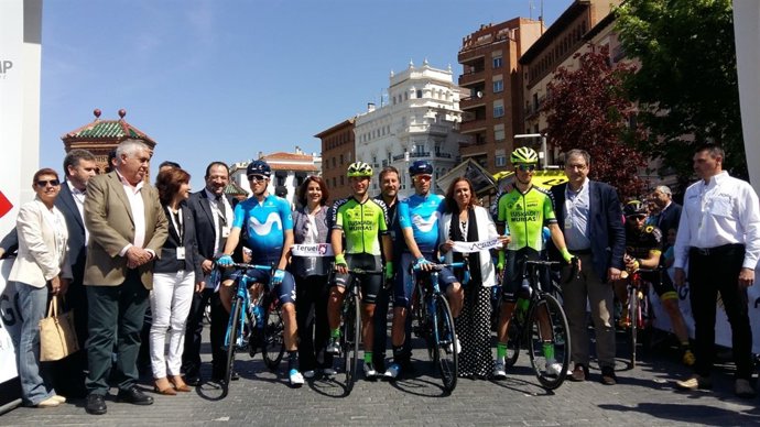 Soro y Pérez han asistido a la salida de la primera etapa de la Vuelta Aragón
