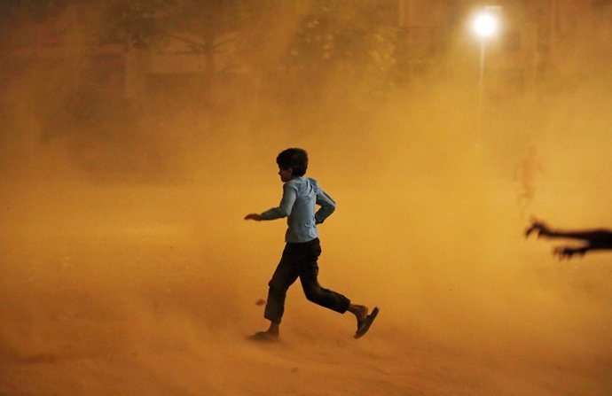 Tormenta de polvo en Nueva Delhi