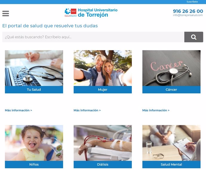 La nueva web del Hospital de Torrejón, 'SaberdeSalud'