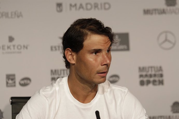 Rafa Nadal en rueda de prensa del Mutua Madrid Open