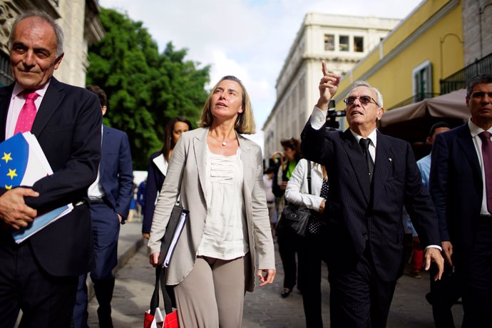 Federica Mogherini en su visita a La Habana