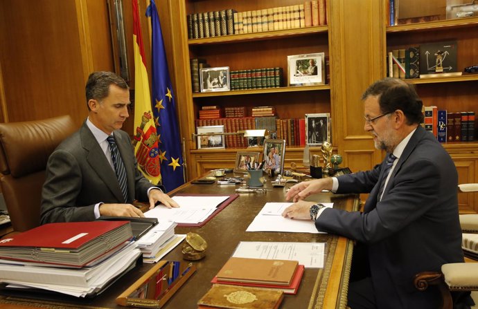 Despacho del Rey con Mariano Rajoy en Zarzuela