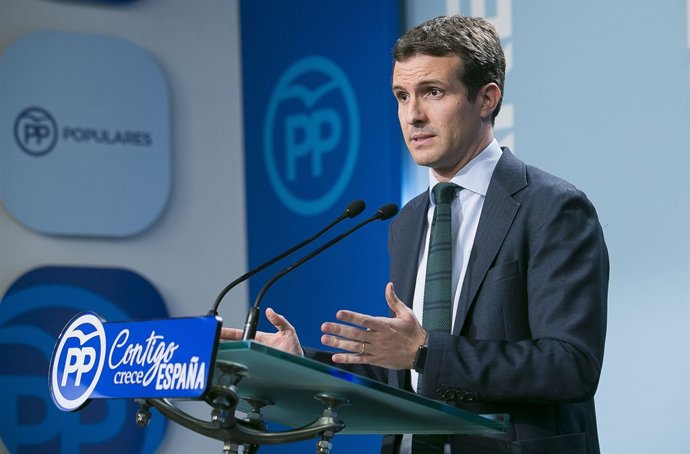Roda de premsa del sotssecretari de Comunición del PP, Pablo Casado