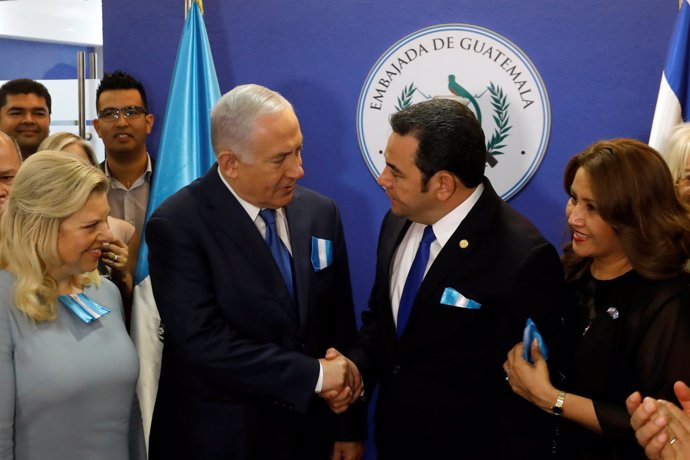Morales y Netanyahu en la inauguración de la Embajada de Guatemala en Jerusalén