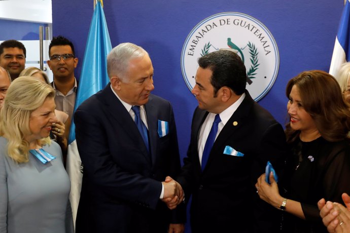 Morales y Netanyahu en la inauguración de la Embajada de Guatemala en Jerusalén