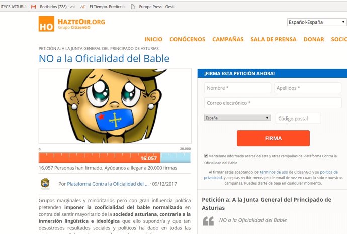 Firmar contra la coofiacialidad del asturiano