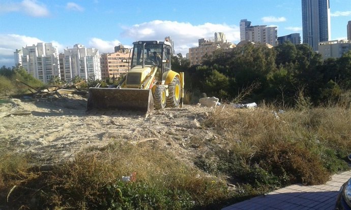 Una de las máquinas trabajando este viernes