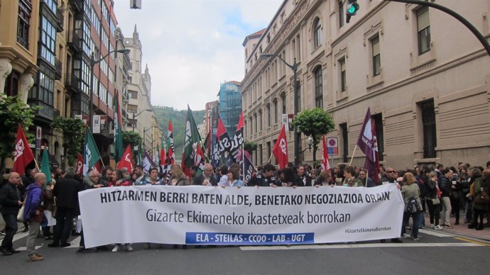 Manifestación de los sindicatos en Bilbao