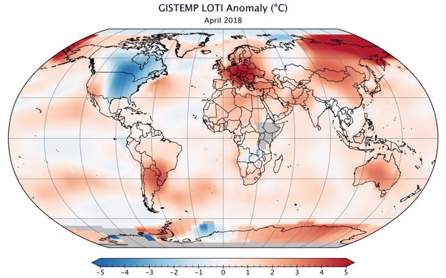 Anomalía de temperatura en abril de 2016