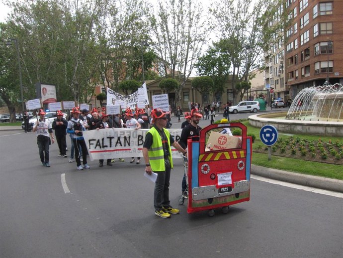 Imagen de la protesta de los Bomberos de Logroño                           