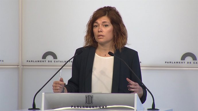 Elisenda Alamany, portaveu de CatECP en el Parlament, en roda de premsa 