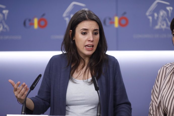 Rueda de prensa en el Congreso de Irene Montero, portavoz de Unidos Podemos